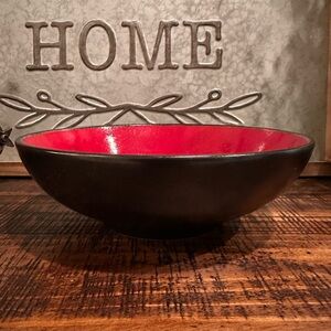 VINTAGE/RETIRED Oneida Sunset Round Serving Bowl 10" Red/Black Stoneware